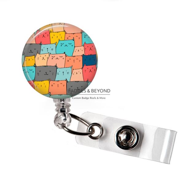 Handmade Accessories - 🐱💖 Cats Cats & Lots of Cats Badge Reel | Cat Lover Retractable ID Holder